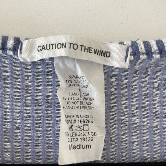 Caution To The Wind Blue & White Pinstripe Jumpsuit Romper - M - Picture 4 of 5